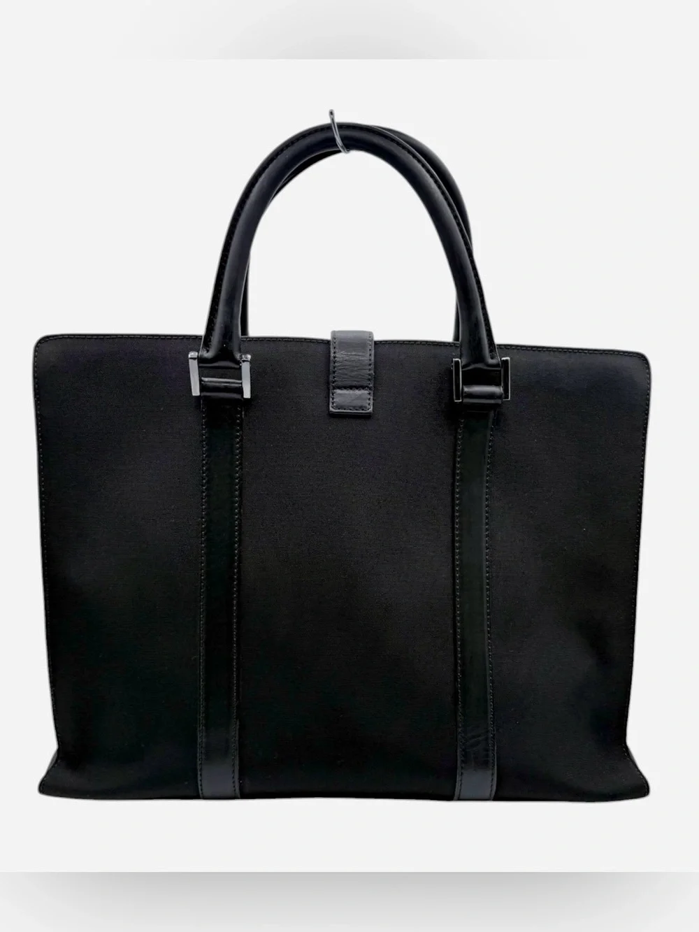 Gucci Black Leather Briefcase with Top Handles and Lock